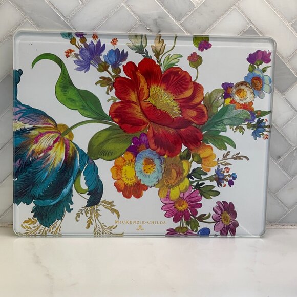MacKenzie-Childs Flower Market Glass Cutting Board-NEW-Kitchen Tool and Decor - Picture 10 of 12
